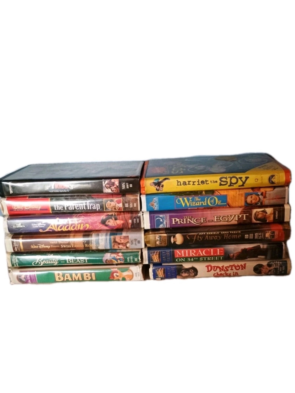 Stack of 12 Classic Children's VHS Tapes - Clamshell Covere